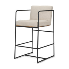 Stamford Light Beige 36.5" Upholstered Seat with Wood Back, Metal Frame Counter Stool