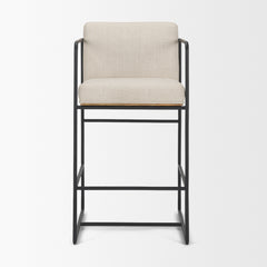 Stamford Light Beige 36.5" Upholstered Seat with Wood Back, Metal Frame Counter Stool