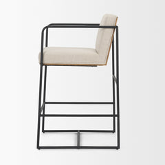 Stamford Light Beige 36.5" Upholstered Seat with Wood Back, Metal Frame Counter Stool