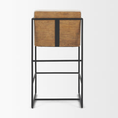 Stamford Light Beige 36.5" Upholstered Seat with Wood Back, Metal Frame Counter Stool