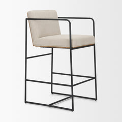 Stamford Light Beige 36.5" Upholstered Seat with Wood Back, Metal Frame Counter Stool