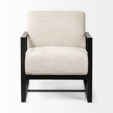 Stamford Light Beige Upholstered Seat with Wood Back, Metal Frame Accent Chair - Ornate Home