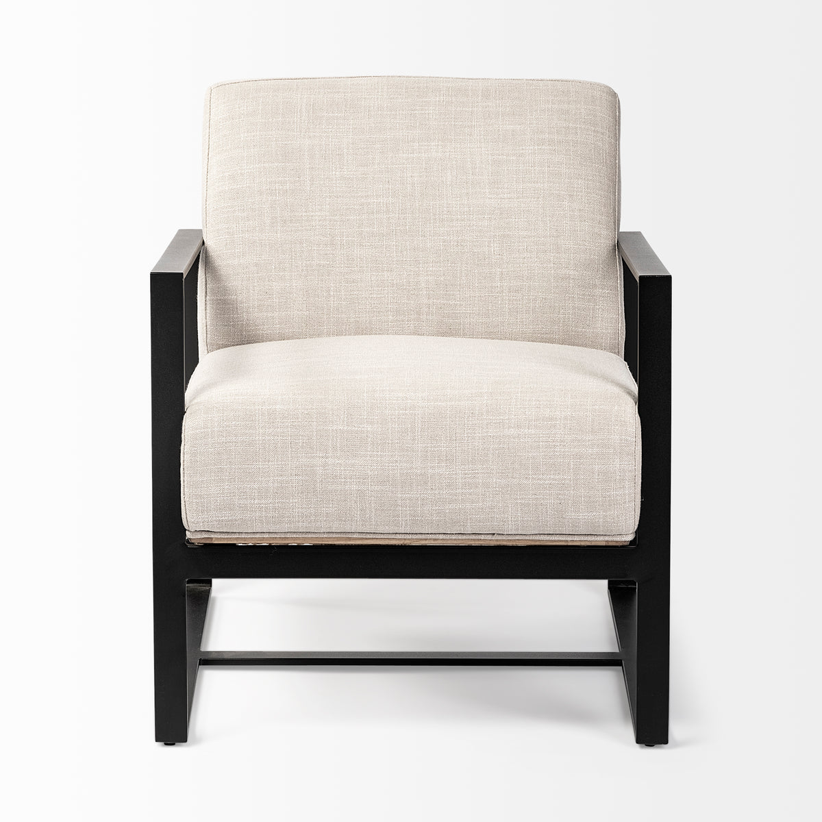 Stamford Light Beige Upholstered Seat with Wood Back, Metal Frame Accent Chair - Ornate Home