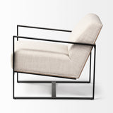 Stamford Light Beige Upholstered Seat with Wood Back, Metal Frame Accent Chair - Ornate Home