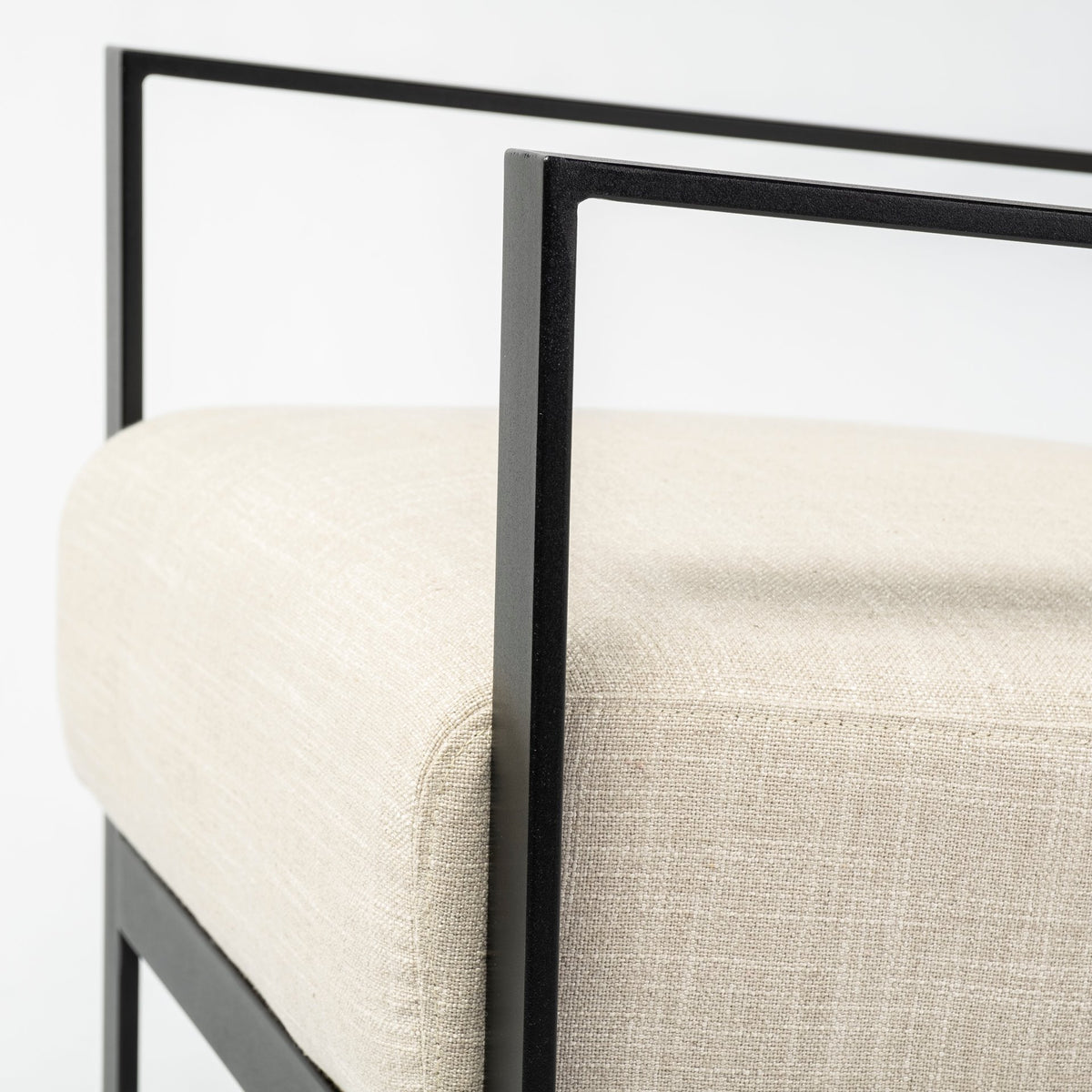 Stamford Light Beige Upholstered Seat with Wood Back, Metal Frame Accent Chair - Ornate Home