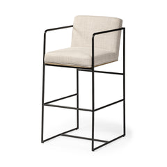 Stamford Light Beige Upholstered Seat with Wood Back, Metal Frame Bar Stool - Ornate Home