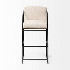 Stamford Light Beige Upholstered Seat with Wood Back, Metal Frame Bar Stool - Ornate Home