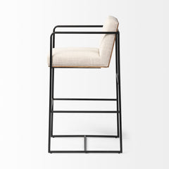 Stamford Light Beige Upholstered Seat with Wood Back, Metal Frame Bar Stool - Ornate Home