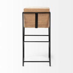 Stamford Light Beige Upholstered Seat with Wood Back, Metal Frame Bar Stool - Ornate Home