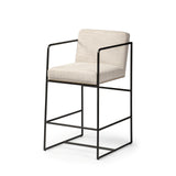Stamford Light Beige Upholstered Seat with Wood Back, Metal Frame Counter Stool - Ornate Home