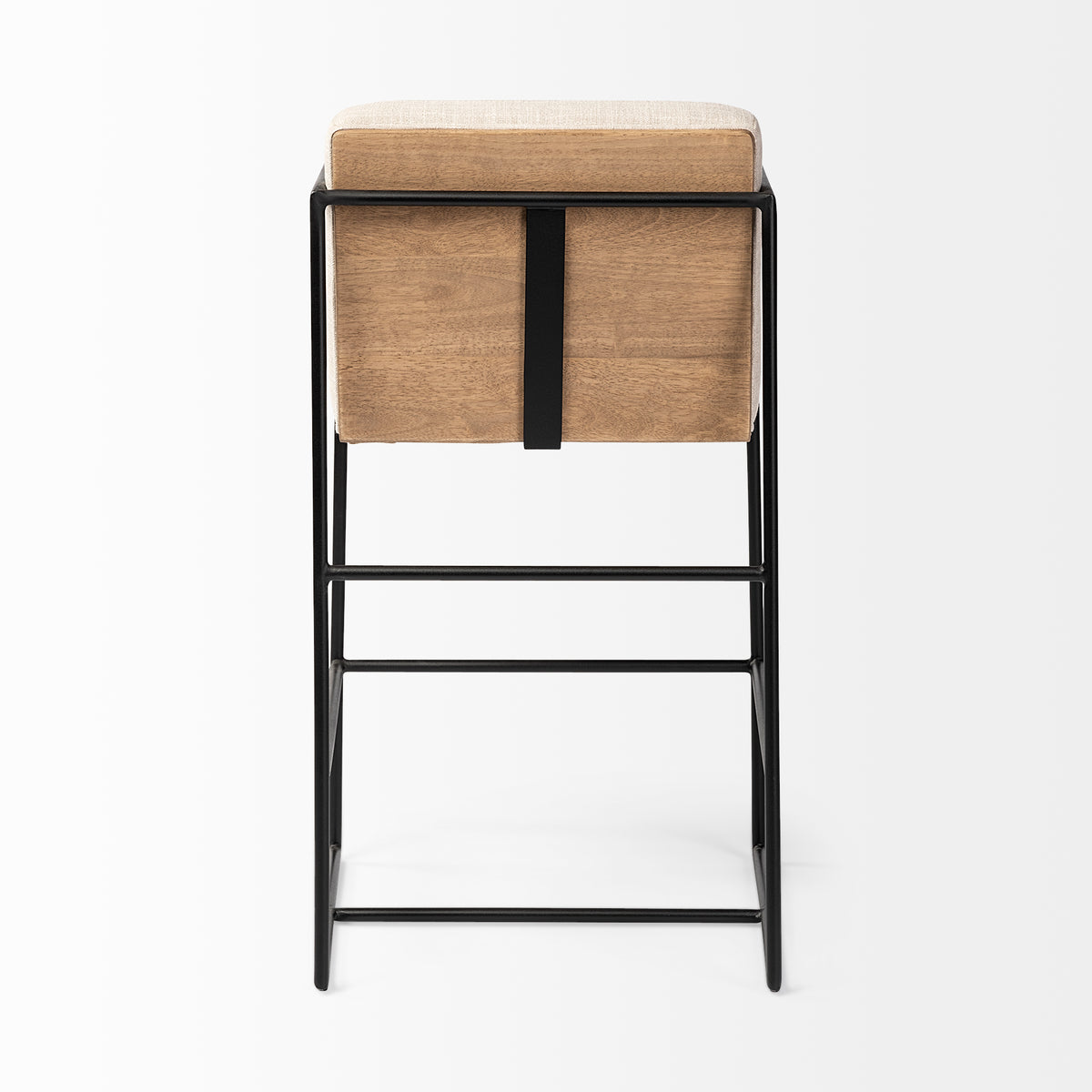 Stamford Light Beige Upholstered Seat with Wood Back, Metal Frame Counter Stool - Ornate Home