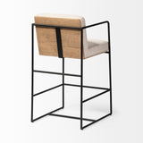 Stamford Light Beige Upholstered Seat with Wood Back, Metal Frame Counter Stool - Ornate Home
