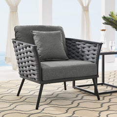 Stance Gray/Charcoal Outdoor Patio Aluminum Armchair - Ornate Home