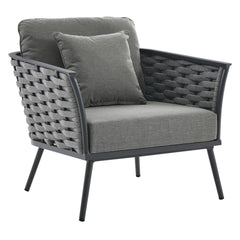 Stance Gray/Charcoal Outdoor Patio Aluminum Armchair - Ornate Home