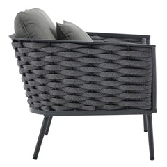 Stance Gray/Charcoal Outdoor Patio Aluminum Armchair - Ornate Home
