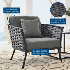 Stance Gray/Charcoal Outdoor Patio Aluminum Armchair - Ornate Home