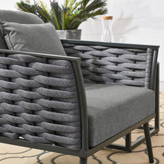 Stance Gray/Charcoal Outdoor Patio Aluminum Armchair - Ornate Home