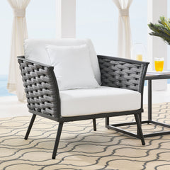 Stance Gray/White Outdoor Patio Aluminum Armchair - Ornate Home