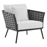 Stance Gray/White Outdoor Patio Aluminum Armchair - Ornate Home