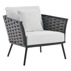 Stance Gray/White Outdoor Patio Aluminum Armchair - Ornate Home