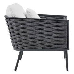 Stance Gray/White Outdoor Patio Aluminum Armchair - Ornate Home