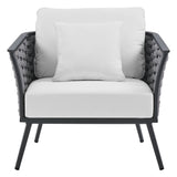 Stance Gray/White Outdoor Patio Aluminum Armchair - Ornate Home