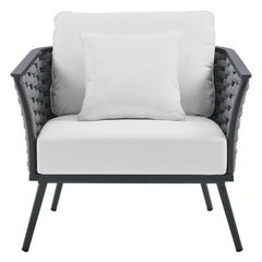 Stance Gray/White Outdoor Patio Aluminum Armchair - Ornate Home
