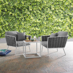 Stance White/Gray 3 Piece Outdoor Patio Aluminum Sectional Sofa Set - Ornate Home