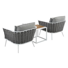 Stance White/Gray 3 Piece Outdoor Patio Aluminum Sectional Sofa Set - Ornate Home