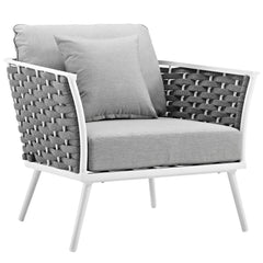 Stance White/Gray 3 Piece Outdoor Patio Aluminum Sectional Sofa Set - Ornate Home