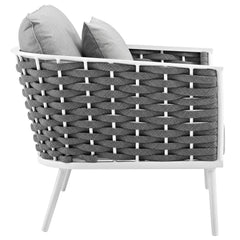 Stance White/Gray 3 Piece Outdoor Patio Aluminum Sectional Sofa Set - Ornate Home