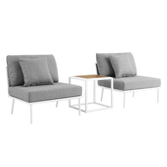 Stance White/Gray 3 Piece Outdoor Patio Aluminum Set - Ornate Home