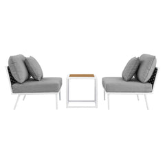 Stance White/Gray 3 Piece Outdoor Patio Aluminum Set - Ornate Home