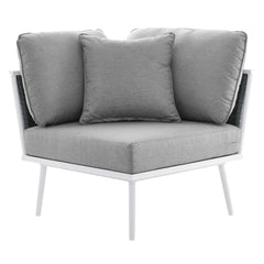 Stance White/Gray 4 Piece Outdoor Patio Aluminum Sectional Sofa Set - Ornate Home