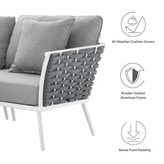 Stance White/Gray 4 Piece Outdoor Patio Aluminum Sectional Sofa Set - Ornate Home