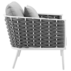 Stance White/Gray 5 Piece Outdoor Patio Aluminum Sectional Sofa Set - Ornate Home