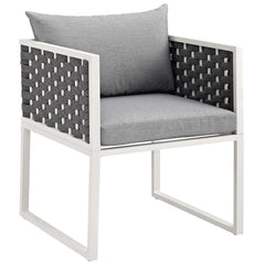 Stance White/Gray 7 Piece Outdoor Patio Aluminum Dining Set - Ornate Home