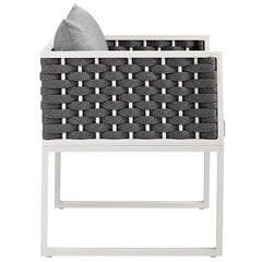 Stance White/Gray 7 Piece Outdoor Patio Aluminum Dining Set - Ornate Home