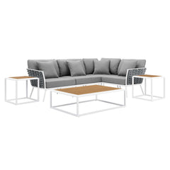 Stance White/Gray 7 Piece Outdoor Patio Aluminum Sectional Sofa Set - Ornate Home