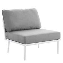 Stance White/Gray 7 Piece Outdoor Patio Aluminum Sectional Sofa Set - Ornate Home