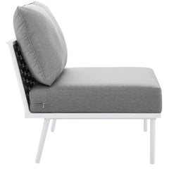 Stance White/Gray 7 Piece Outdoor Patio Aluminum Sectional Sofa Set - Ornate Home