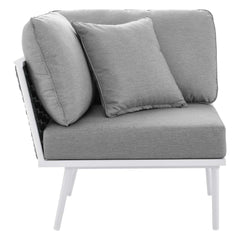 Stance White/Gray 7 Piece Outdoor Patio Aluminum Sectional Sofa Set - Ornate Home