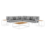 Stance White/Gray 8 Piece Outdoor Patio Aluminum Sectional Sofa Set - Ornate Home