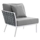 Stance White/Gray 8 Piece Outdoor Patio Aluminum Sectional Sofa Set - Ornate Home