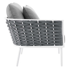 Stance White/Gray 8 Piece Outdoor Patio Aluminum Sectional Sofa Set - Ornate Home