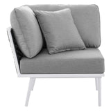 Stance White/Gray 8 Piece Outdoor Patio Aluminum Sectional Sofa Set - Ornate Home