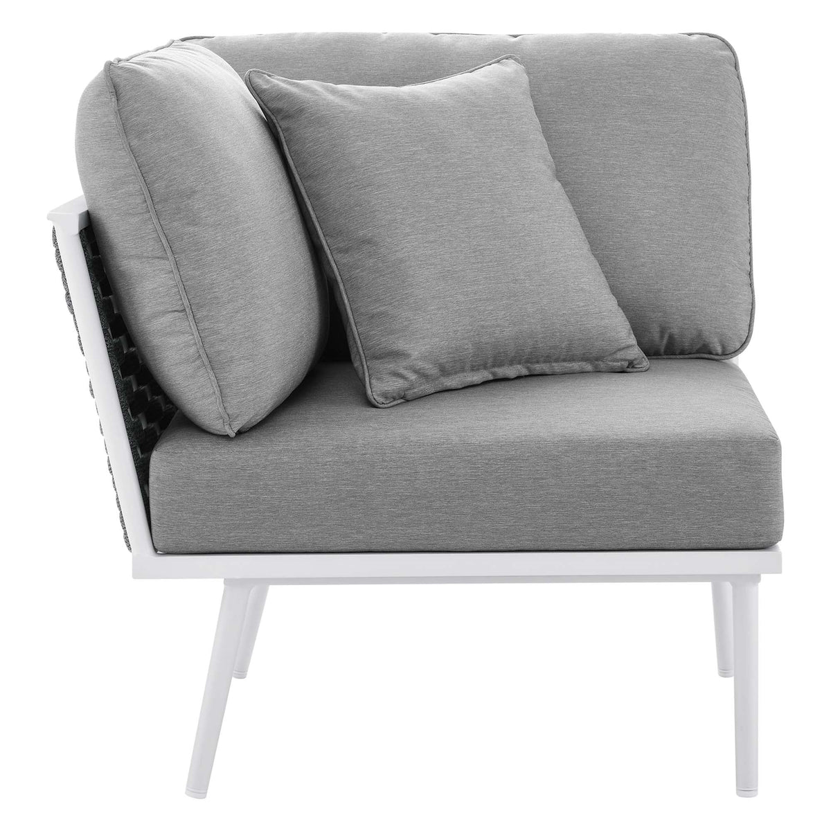 Stance White/Gray 8 Piece Outdoor Patio Aluminum Sectional Sofa Set - Ornate Home