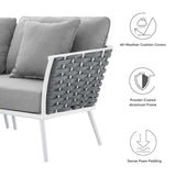 Stance White/Gray 8 Piece Outdoor Patio Aluminum Sectional Sofa Set - Ornate Home