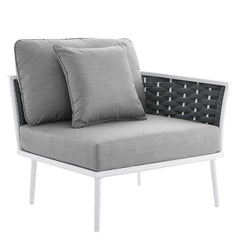 Stance White/Gray 9 Piece Aluminum Outdoor Patio Aluminum Sectional Sofa Set - Ornate Home