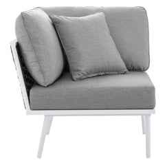 Stance White/Gray 9 Piece Aluminum Outdoor Patio Aluminum Sectional Sofa Set - Ornate Home